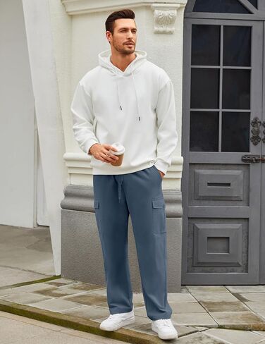 COOFANDY Mens Casual Cargo Pants Relaxed Fit Outdoor Hiking Pants Cotton Drawstring Sweatpants with Pockets in Saudi Arabia