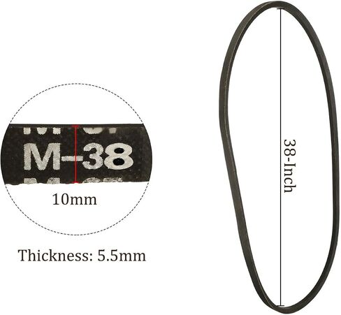 M-38 Drive V-Belt - [38 Inch Pitch Girth] Wrapped Industrial Power Rubber Belt for Transmission Use, JIS Standard, 10mm Width 5.5mm Thick in Saudi Arabia