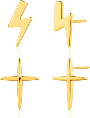 MEVECCO Stud Earrings for Women Dainty 18k Gold Hypoallergenic Stud Earrings Sets for Multiple Piercing Small Stud Earrings Gift for Her in Kuwait