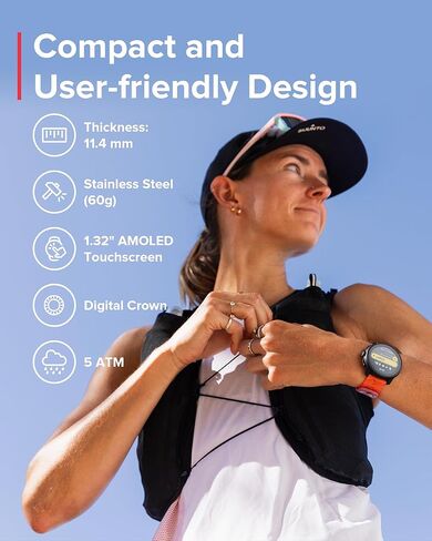 ساعة SUUNTO Race S الرياضية بنظام تحديد المواقع العالمي (GPS)، شاشة لمس AMOLED عالية الدقة مع وضع الاستعداد ثلاثي الأبعاد، نظام GNSS مزدوج النطاق، خريطة عالمية غير متصلة بالإنترنت، رؤى التدريب والتعافي المتقدمة، 95+ رياضات متعددة، مدمج وخفيف، برتقالي قوي in Kuwait