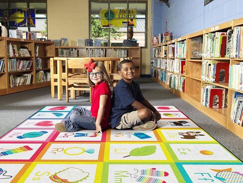 سجادة رائدة على شكل تلميذة على شكل قوس قزح الأبجدية متقاطعة مع صلصة التفاح في الفصل الدراسي سجادة للتعلم في الفصول الدراسية الداخلية أو سجادة لعب تعليمية لغرفة نوم الأطفال، مقاس 7'6 بوصة × 12 بوصة، متعددة الألوان in Kuwait