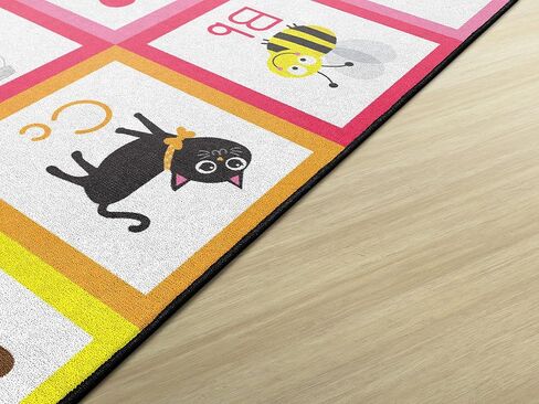 سجادة رائدة على شكل تلميذة على شكل قوس قزح الأبجدية متقاطعة مع صلصة التفاح في الفصل الدراسي سجادة للتعلم في الفصول الدراسية الداخلية أو سجادة لعب تعليمية لغرفة نوم الأطفال، مقاس 7'6 بوصة × 12 بوصة، متعددة الألوان in Kuwait