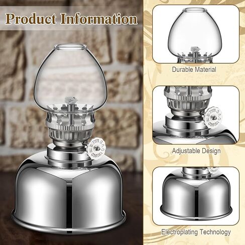 2 قطعة مصابيح الكيروسين مصباح زيت زجاجي معدني فانوس فضي مصابيح زيتية صغيرة إضاءة منزلية مصباح الكيروسين الشفاف مصابيح زيتية عتيقة للاستخدام الداخلي ديكور المنزل في حالات الطوارئ in Kuwait