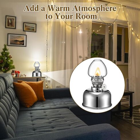 2 قطعة مصابيح الكيروسين مصباح زيت زجاجي معدني فانوس فضي مصابيح زيتية صغيرة إضاءة منزلية مصباح الكيروسين الشفاف مصابيح زيتية عتيقة للاستخدام الداخلي ديكور المنزل في حالات الطوارئ in Kuwait