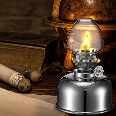 2 قطعة مصابيح الكيروسين مصباح زيت زجاجي معدني فانوس فضي مصابيح زيتية صغيرة إضاءة منزلية مصباح الكيروسين الشفاف مصابيح زيتية عتيقة للاستخدام الداخلي ديكور المنزل في حالات الطوارئ in Kuwait