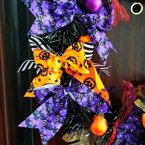 YUET إكليل الهالوين لافتة الباب الأمامي للساحرة، 16 بوصة/40 سم إكليل باب الساحرة زينة الهالوين مع قبعة الساحرة أرجل معلقة لتزيين الحفلات في الأماكن المغلقة والخارجية in Kuwait