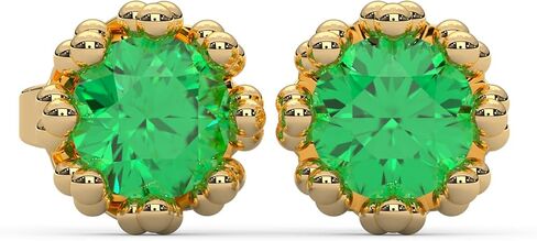 0.28 Cttw Round Cut Green Emerald| Stud Earrings For Women | Crafted In 925 Sterling Silver in Saudi Arabia