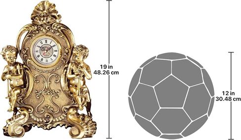 ساعة Design Toscano KY5025 Remy Cherubs Angel Mantel Clock، عرض 13 بوصة، طول 19 بوصة، بوليريسين مصبوب يدويًا، لمسة نهائية ذهبية عتيقة in Saudi Arabia