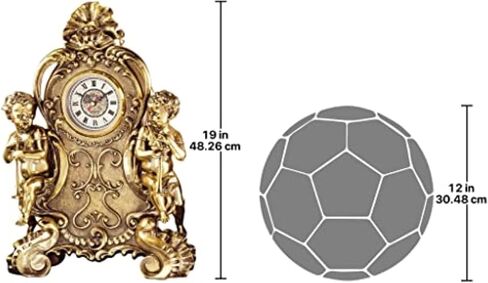 ساعة Design Toscano KY5025 Remy Cherubs Angel Mantel Clock، عرض 13 بوصة، طول 19 بوصة، بوليريسين مصبوب يدويًا، لمسة نهائية ذهبية عتيقة in Saudi Arabia