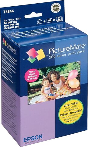 حزمة التحرير والسرد للحبر والورق ذات السعة القياسية EPSON T584 - لامعة (T5846) لطابعات Epson PictureMate المحددة، باللون الأسود؛ ازرق سماوي؛ أصفر؛ أرجواني in Kuwait