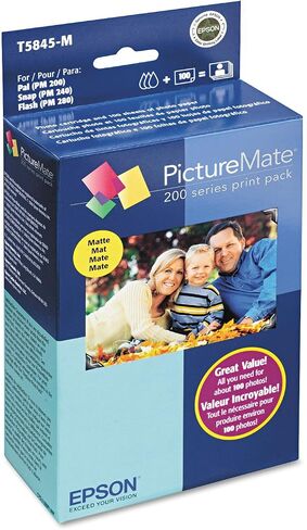 حزمة التحرير والسرد للحبر والورق ذات السعة القياسية EPSON T584 - لامعة (T5846) لطابعات Epson PictureMate المحددة، باللون الأسود؛ ازرق سماوي؛ أصفر؛ أرجواني in Kuwait