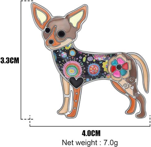 DUOWEI Floral Enamel Chihuahua Dog Brooch Lapel Clothes Scarf Pet Pin Jewelry for Women Teens Girls Novelty Gifts in Kuwait