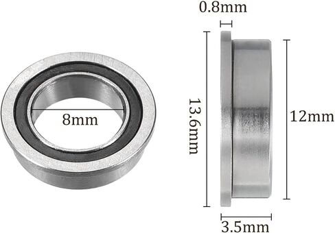 5pcs MF128-2RS Flanged Ball Bearing - [8x12x3.5mm] Replacement Wheel Bearings for Wheelbarrow Lawnmower Truck Axle Use, Chrome Steel, ABEC1 in Saudi Arabia