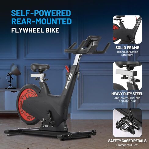 Exercise Bike, Adjustable Magnetic/Brake Pad Resistance Silent Belt Drive, Indoor Cycling Bike, Fitness Stationary Bike with 300lbs Weight Capacity, Cycle Bike with Ipad Mount & Exclusive App & Self-Powered in Saudi Arabia