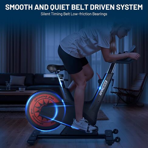 Exercise Bike, Adjustable Magnetic/Brake Pad Resistance Silent Belt Drive, Indoor Cycling Bike, Fitness Stationary Bike with 300lbs Weight Capacity, Cycle Bike with Ipad Mount & Exclusive App & Self-Powered in Saudi Arabia