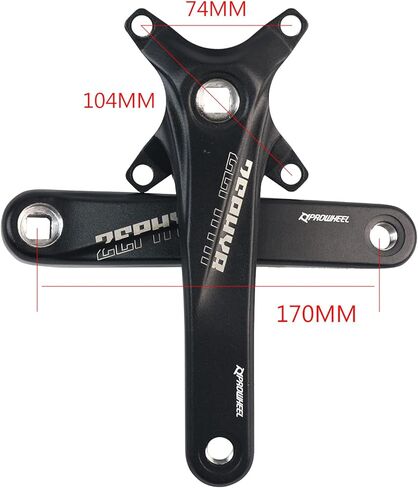 دراجة جبلية 170 مم مربعة مع 104 BCD 32/34/36/38T سلسلة، سبائك الألومنيوم MTB كرنك ضيقة واسعة CNC مستديرة سلسلة مسامير تناسب الدراجة الجبلية، كرنك دراجة الطريق (ملونة، 38T مستديرة) in Kuwait