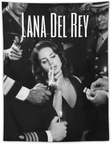 CoolTapestry Lana Del Rey نسيج خمر أبيض وأسود نسيج لغرفة النوم الجمالية المفروشات جدار ديكور معلق لغرفة المعيشة 30 بوصة × 40 بوصة، نمط-2 in Saudi Arabia