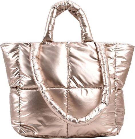 iwhgrmp Padded Puffy Tote Lattice Handbag for Women Quilted Puffer Tote Bag Winter Down Cotton Soft Large Shoulder Bag in Saudi Arabia