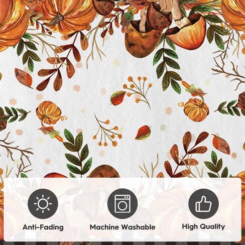 Artoid Mode Buffalo Plaid Pumpkins Mushrooms Fall Area Rug, Autumn Thanksgiving Bath Rug Home Decor Low-Profile Non-Slip Washable Mat for Entryway Bedroom Bathroom Laundry Room Indoor 2x3 Feet in Saudi Arabia