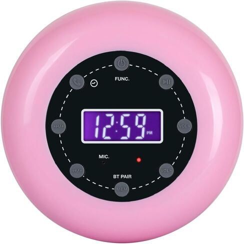 HANNLOMAX HX-159CR Portable Shower Bluetooth Speaker with Clock Radio (Pink) in Saudi Arabia