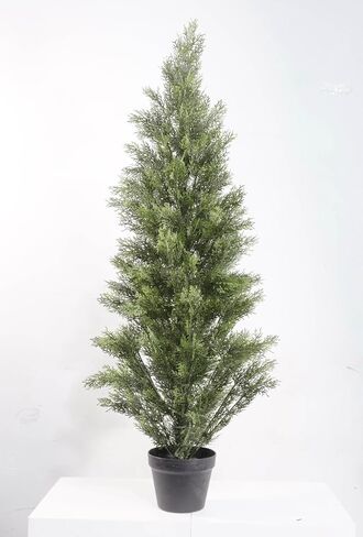 Set of 2 UV-Resistant Artificial Cedar Trees - Pre-Potted Faux Plants for Indoor and Outdoor Decor (4ft) in Saudi Arabia