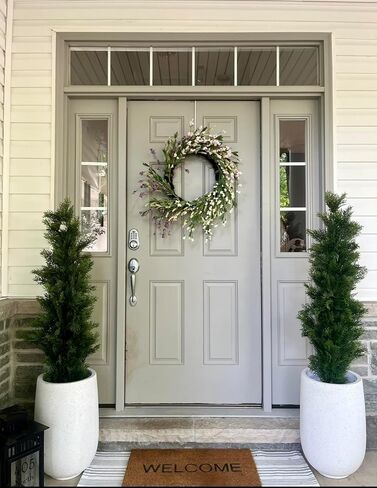 Set of 2 UV-Resistant Artificial Cedar Trees - Pre-Potted Faux Plants for Indoor and Outdoor Decor (4ft) in Saudi Arabia