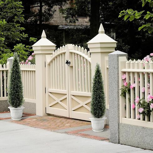 DEIKAL 6FT Faux Cedar Tree for Outdoors Artificial Topiary Trees for Outdoor Decoration - Porch Plants & Front Porch Decor Tall Outdoor Tree with Perfect for Christmas & All-Year Decor - Set of 2 in Saudi Arabia