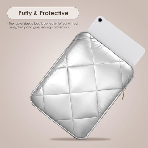 TiMOVO Puffy Tablet Sleeve for 9-11 Inch Tablet, Beige Tablet Sleeve for Women, iPad Carrying Case Travel Bag Fit with iPad 10th Gen 10.9, iPad Air 5/4, iPad Pro 11 2022-2018, Galaxy Tab S9/A9+ 2023 in Kuwait