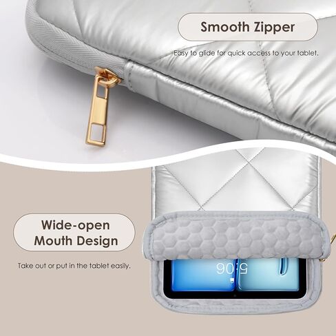 TiMOVO Puffy Tablet Sleeve for 9-11 Inch Tablet, Beige Tablet Sleeve for Women, iPad Carrying Case Travel Bag Fit with iPad 10th Gen 10.9, iPad Air 5/4, iPad Pro 11 2022-2018, Galaxy Tab S9/A9+ 2023 in Kuwait