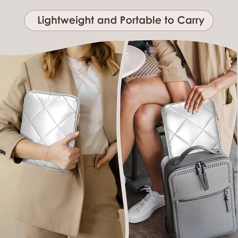TiMOVO Puffy Tablet Sleeve for 9-11 Inch Tablet, Beige Tablet Sleeve for Women, iPad Carrying Case Travel Bag Fit with iPad 10th Gen 10.9, iPad Air 5/4, iPad Pro 11 2022-2018, Galaxy Tab S9/A9+ 2023 in Kuwait