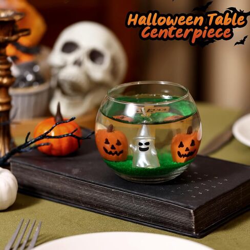 Halloween Ghost Candle Scene Bowl Candle Glow in The Dark with Jack-O'-Lantern Hey Boo Autumn Table Centerpiece Fall Scented Holiday Decoration Gift for Her Set of 1 in Saudi Arabia