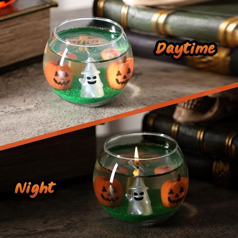 Halloween Ghost Candle Scene Bowl Candle Glow in The Dark with Jack-O'-Lantern Hey Boo Autumn Table Centerpiece Fall Scented Holiday Decoration Gift for Her Set of 1 in Saudi Arabia