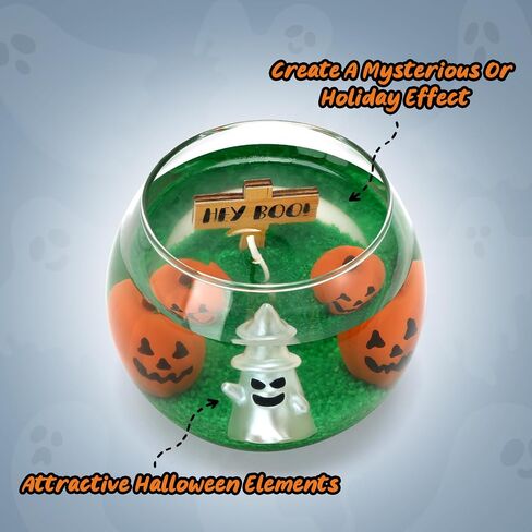 Halloween Ghost Candle Scene Bowl Candle Glow in The Dark with Jack-O'-Lantern Hey Boo Autumn Table Centerpiece Fall Scented Holiday Decoration Gift for Her Set of 1 in Saudi Arabia