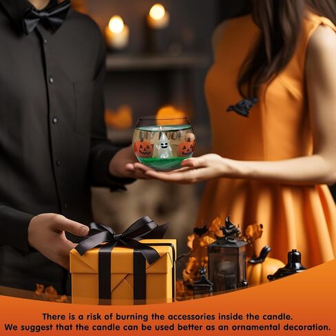 Halloween Ghost Candle Scene Bowl Candle Glow in The Dark with Jack-O'-Lantern Hey Boo Autumn Table Centerpiece Fall Scented Holiday Decoration Gift for Her Set of 1 in Saudi Arabia
