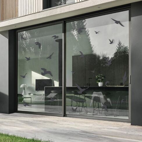 Anti-Collision Stickers to Prevent Bird Strikes on Window Glass - Set of 17 Silhouettes - Color: Translucent/Dusted - Window Clings Decals - Birds Protection Prevention Deflectors Reflectors in Kuwait