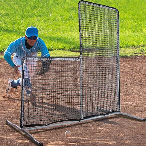 Doublehorse L Screen Baseball for Batting Cage, Portable L Screen Pitchback Net, Protective Pitching Screen Net, Baseball and Softball Safety Pitcher's Screen 7x7ft in Kuwait