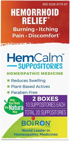 Boiron HemCalm Suppositories for Hemorrhoid Relief of Pain, Itching, Swelling or Discomfort - 10 Count in Saudi Arabia