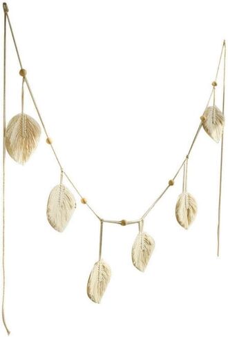 سحر أوراق الشجر المحبوكة يدويًا، ديكور معلق على الحائط من أوراق الشجر البوهيمية، زخرفة جدارية من أوراق القطن المنسوجة يدويًا، ديكورات فنية للحائط للمنزل، المكتب، الفندق، (بيج) in Kuwait