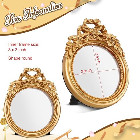 3Ps إطار الصورة الصغيرة إطارات الصور الصغيرة 2.5x3.5 خمر إطارات الصور البيضاوية الذهب خمر الباروك المزخرفة العتيقة إطارات الصور الراتنج إطار بيضاوي الجدول أعلى عرض الإطار ديكور المنزل الزفاف in Kuwait