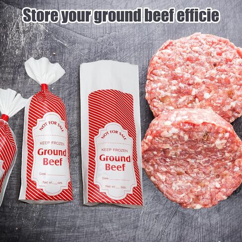 Cholemy 1 lb Red Plaid Ground Beef Freezer Bags Polyethylene Sausage Meat Bags for Freezer Storage Dry Age Bags for Meat with Bag Sealing Tapes Your Ground Meat Packaging System(1000 Pcs) in Saudi Arabia