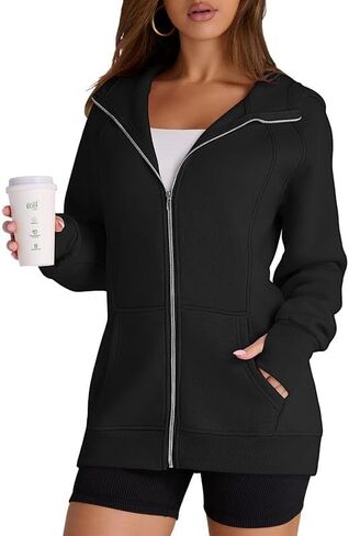 HDLTE Long Hoodies Sweatshirts for Women – Lightweight Trendy Hoodie Teen Cute Y2K Cotton Hoodie Sweater 2024 Fall Essential in Saudi Arabia