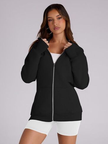 HDLTE Long Hoodies Sweatshirts for Women – Lightweight Trendy Hoodie Teen Cute Y2K Cotton Hoodie Sweater 2024 Fall Essential in Saudi Arabia