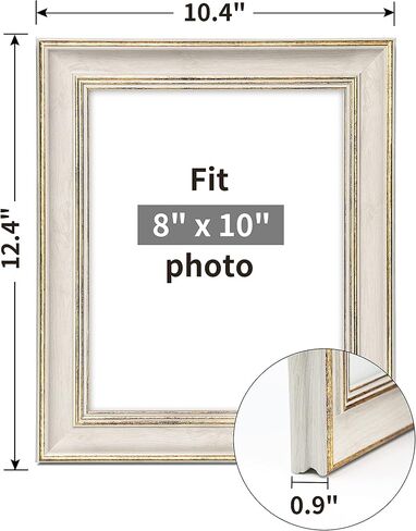 إطار صورة Sonfreiy مقاس 8 × 10، ذهبي أبيض عتيق عتيق مقاس 8 × 10 إطار صور للمكتب وحفل زفاف معلق على الحائط، هدية لأصدقاء العائلة in Kuwait