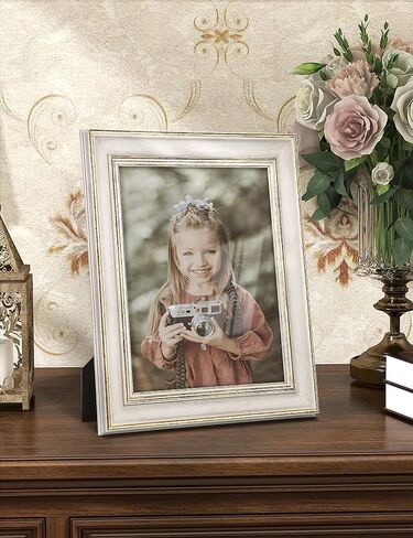 إطار صورة Sonfreiy مقاس 8 × 10، ذهبي أبيض عتيق عتيق مقاس 8 × 10 إطار صور للمكتب وحفل زفاف معلق على الحائط، هدية لأصدقاء العائلة in Kuwait