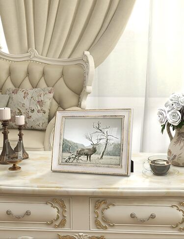 إطار صورة Sonfreiy مقاس 8 × 10، ذهبي أبيض عتيق عتيق مقاس 8 × 10 إطار صور للمكتب وحفل زفاف معلق على الحائط، هدية لأصدقاء العائلة in Kuwait