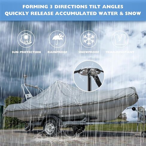 Boat Cover Support Pole System, 2 Pcs Adjustable Carbon Steel Pontoon Boat Cover Poles with Webbing Strap, 22.8"-60.1" Telescoping Pole for Jon, V-Hull, Pontoon Boat Cover in Kuwait