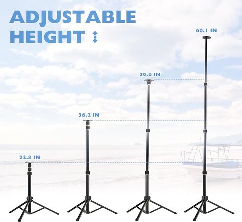 Boat Cover Support Pole System, 2 Pcs Adjustable Carbon Steel Pontoon Boat Cover Poles with Webbing Strap, 22.8"-60.1" Telescoping Pole for Jon, V-Hull, Pontoon Boat Cover in Kuwait