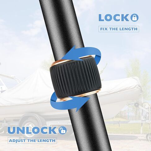 Boat Cover Support Pole System, 2 Pcs Adjustable Carbon Steel Pontoon Boat Cover Poles with Webbing Strap, 22.8"-60.1" Telescoping Pole for Jon, V-Hull, Pontoon Boat Cover in Kuwait