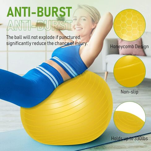 Leyndo 4 Pcs Yoga Ball Bulk Exercise Ball Pilates Ball Anti Burst Pregnancy Birthing Ball Fitness Ball with Quick Pump for Improved Posture, Balance, Yoga, Pilates, Training in Kuwait