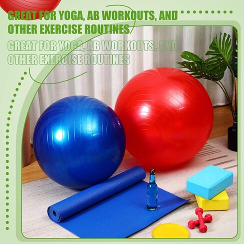 Leyndo 4 Pcs Yoga Ball Bulk Exercise Ball Pilates Ball Anti Burst Pregnancy Birthing Ball Fitness Ball with Quick Pump for Improved Posture, Balance, Yoga, Pilates, Training in Kuwait